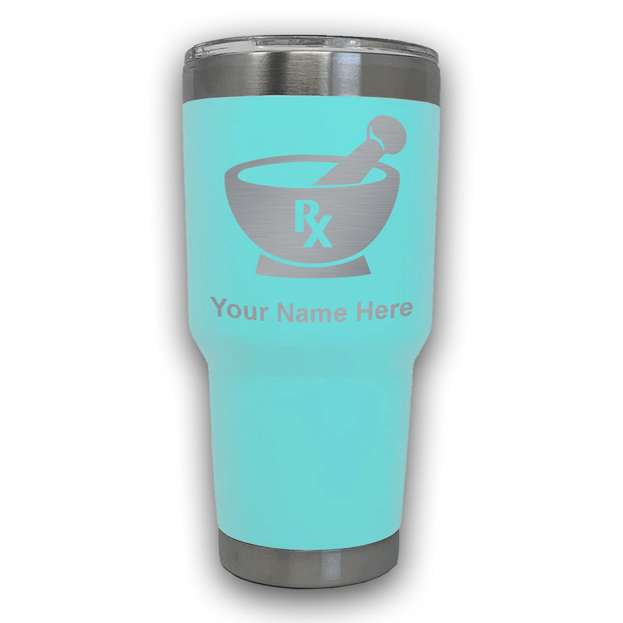 LaserGram 30oz Tumbler Mug, Rx Pharmacy Symbol, Personalized Engraving Included