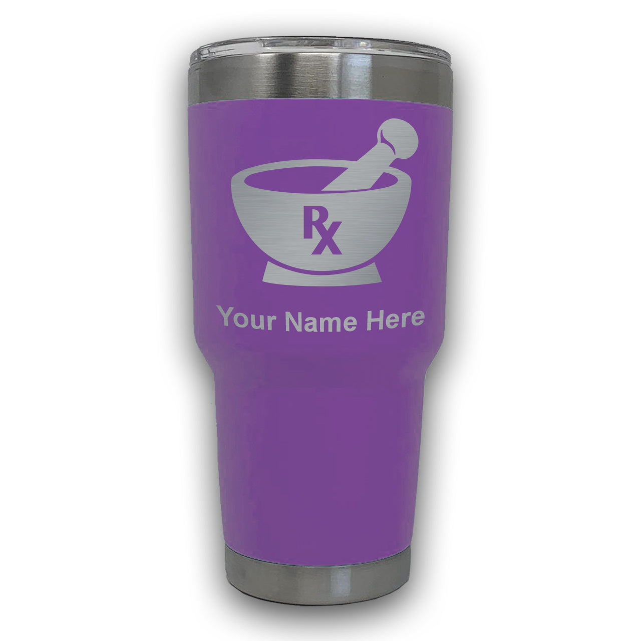 LaserGram 30oz Tumbler Mug, Rx Pharmacy Symbol, Personalized Engraving Included