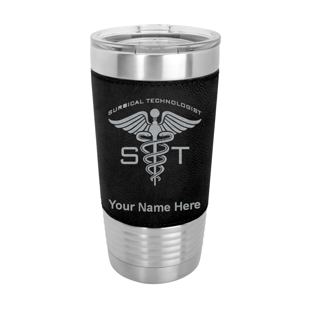 20oz Faux Leather Tumbler Mug, ST Surgical Technologist, Personalized Engraving Included