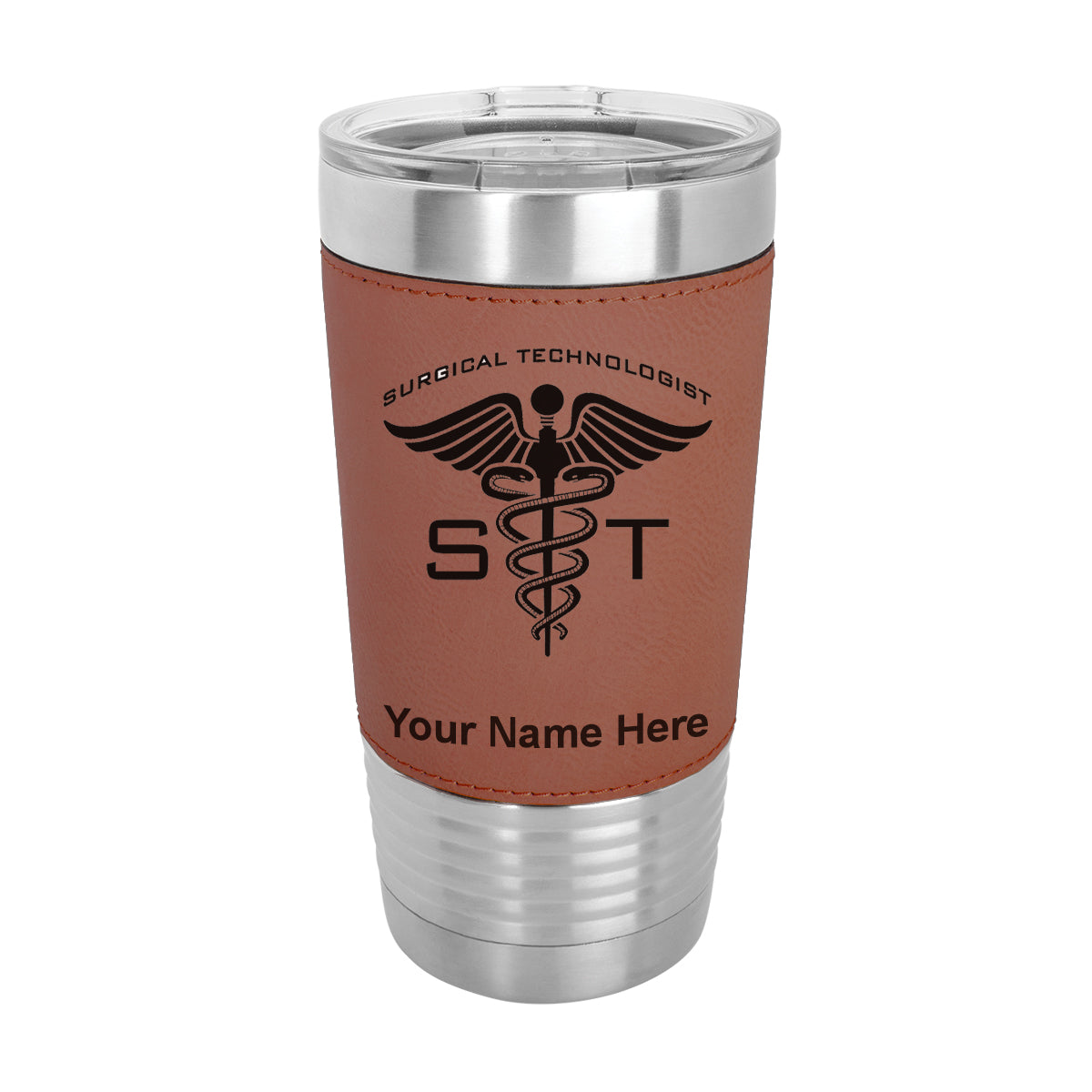 20oz Faux Leather Tumbler Mug, ST Surgical Technologist, Personalized Engraving Included