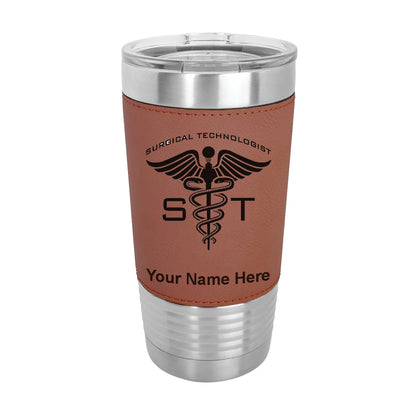 20oz Faux Leather Tumbler Mug, ST Surgical Technologist, Personalized Engraving Included