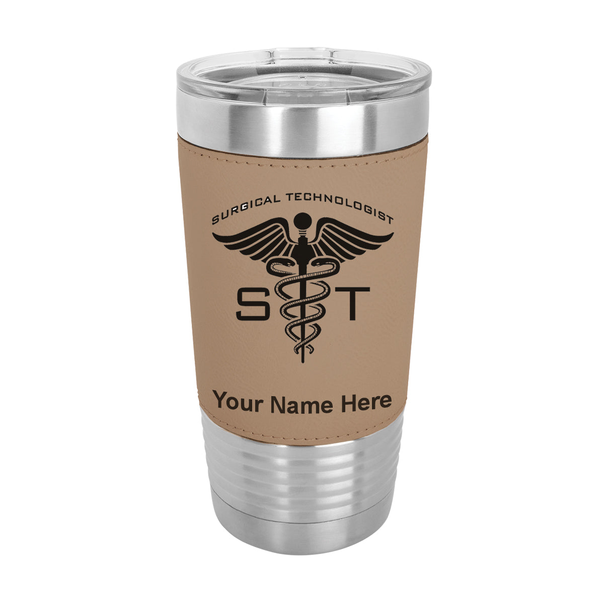 20oz Faux Leather Tumbler Mug, ST Surgical Technologist, Personalized Engraving Included