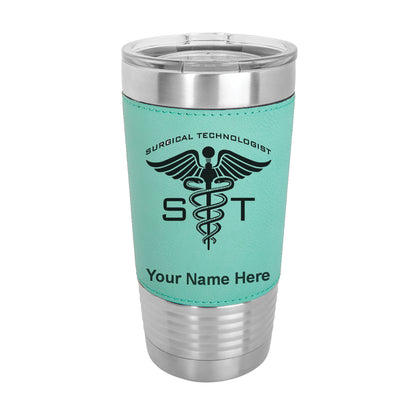 20oz Faux Leather Tumbler Mug, ST Surgical Technologist, Personalized Engraving Included