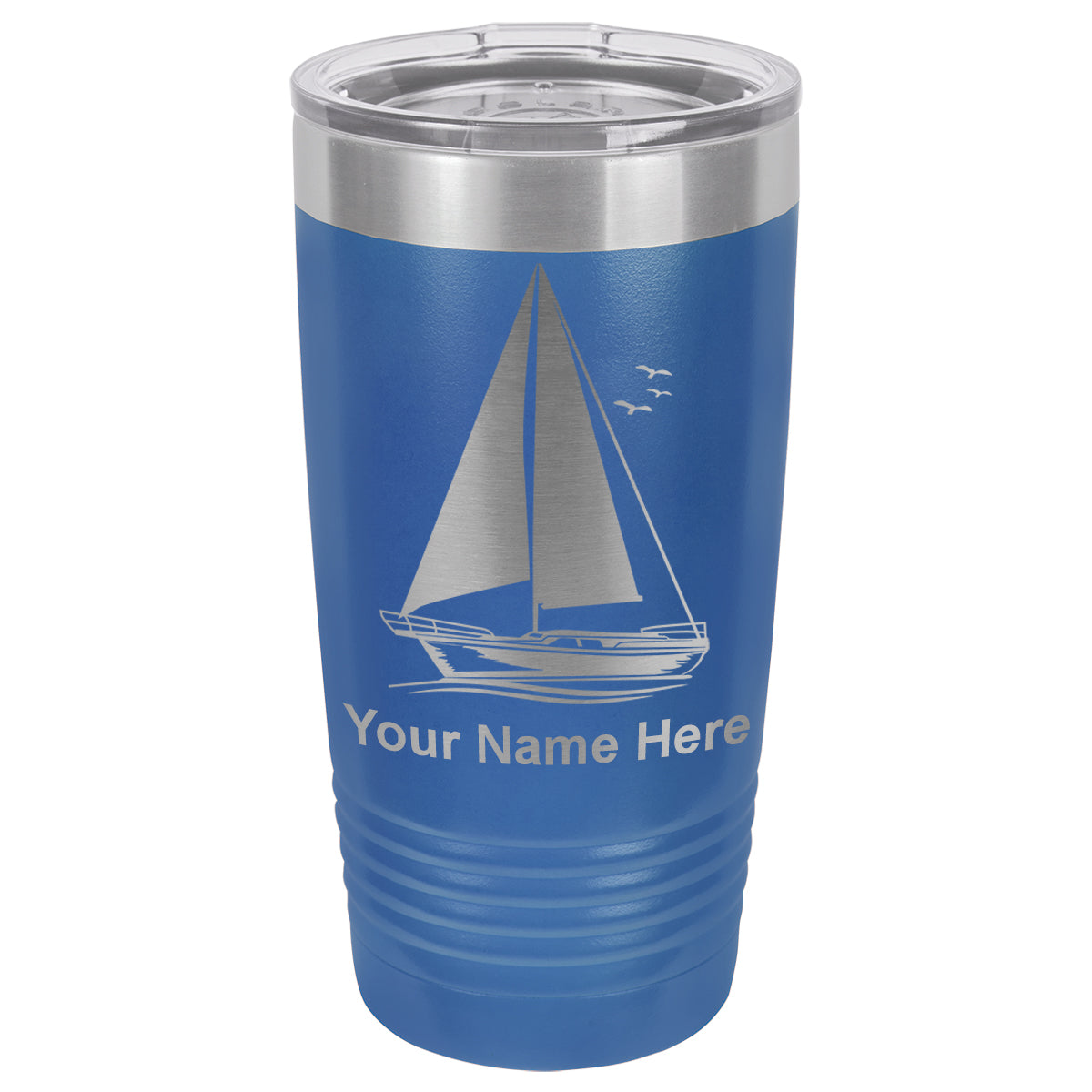 20oz Vacuum Insulated Tumbler Mug, Sailboat, Personalized Engraving Included