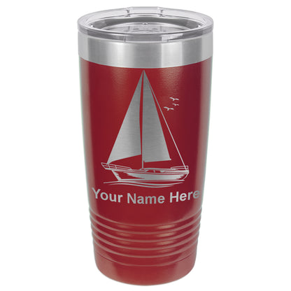 20oz Vacuum Insulated Tumbler Mug, Sailboat, Personalized Engraving Included