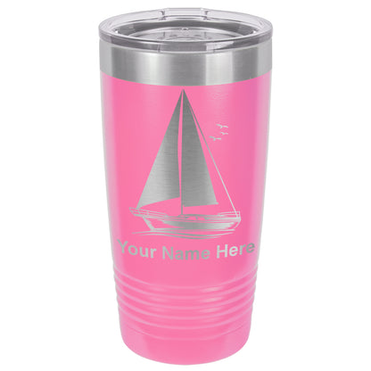 20oz Vacuum Insulated Tumbler Mug, Sailboat, Personalized Engraving Included