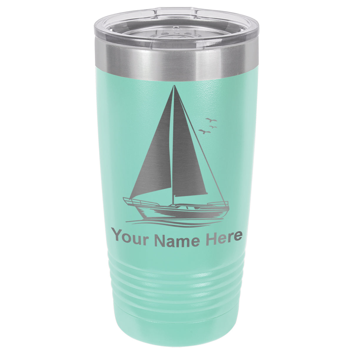 20oz Vacuum Insulated Tumbler Mug, Sailboat, Personalized Engraving Included
