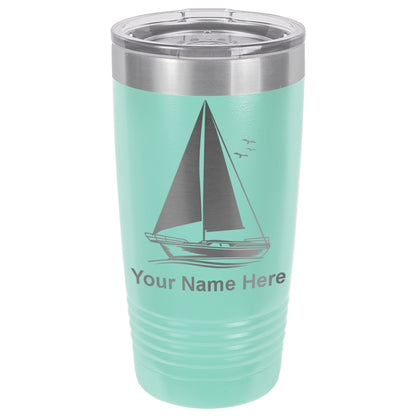 20oz Vacuum Insulated Tumbler Mug, Sailboat, Personalized Engraving Included
