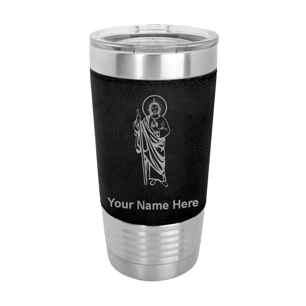20oz Faux Leather Tumbler Mug, Saint Jude, Personalized Engraving Included - LaserGram Custom Engraved Gifts