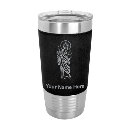20oz Faux Leather Tumbler Mug, Saint Jude, Personalized Engraving Included - LaserGram Custom Engraved Gifts