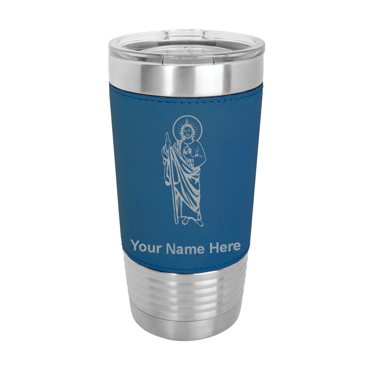 20oz Faux Leather Tumbler Mug, Saint Jude, Personalized Engraving Included - LaserGram Custom Engraved Gifts