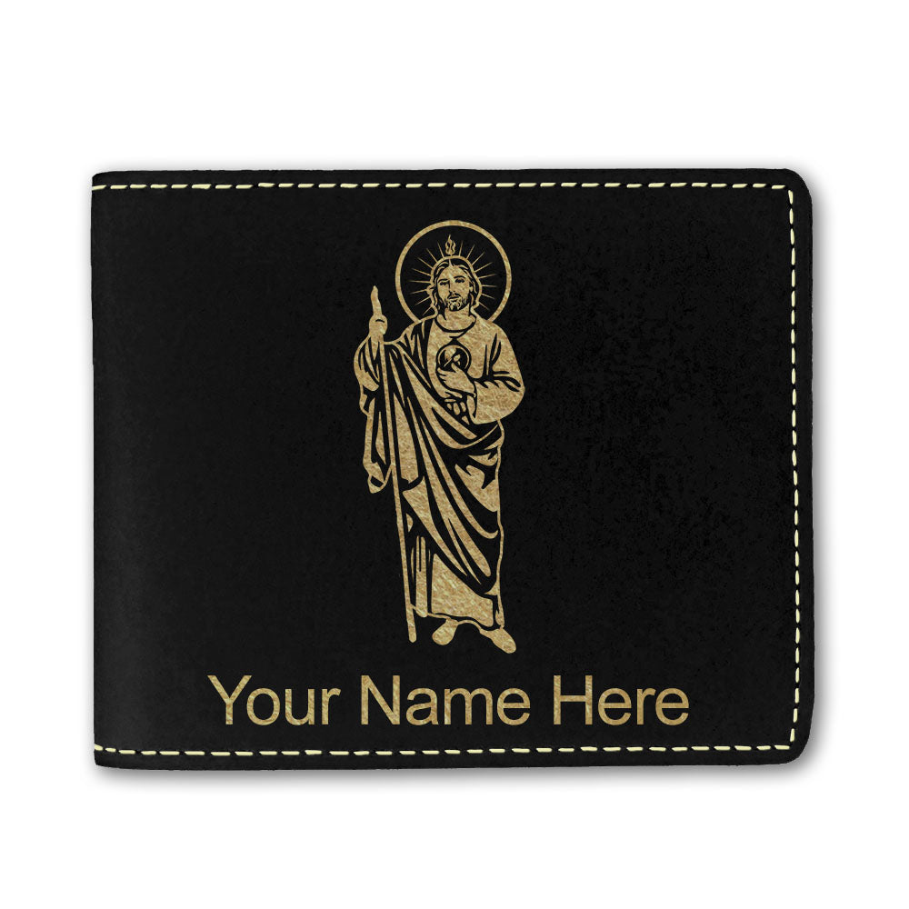 Faux Leather Bi-Fold Wallet, Saint Jude, Personalized Engraving Included