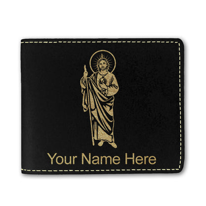 Faux Leather Bi-Fold Wallet, Saint Jude, Personalized Engraving Included