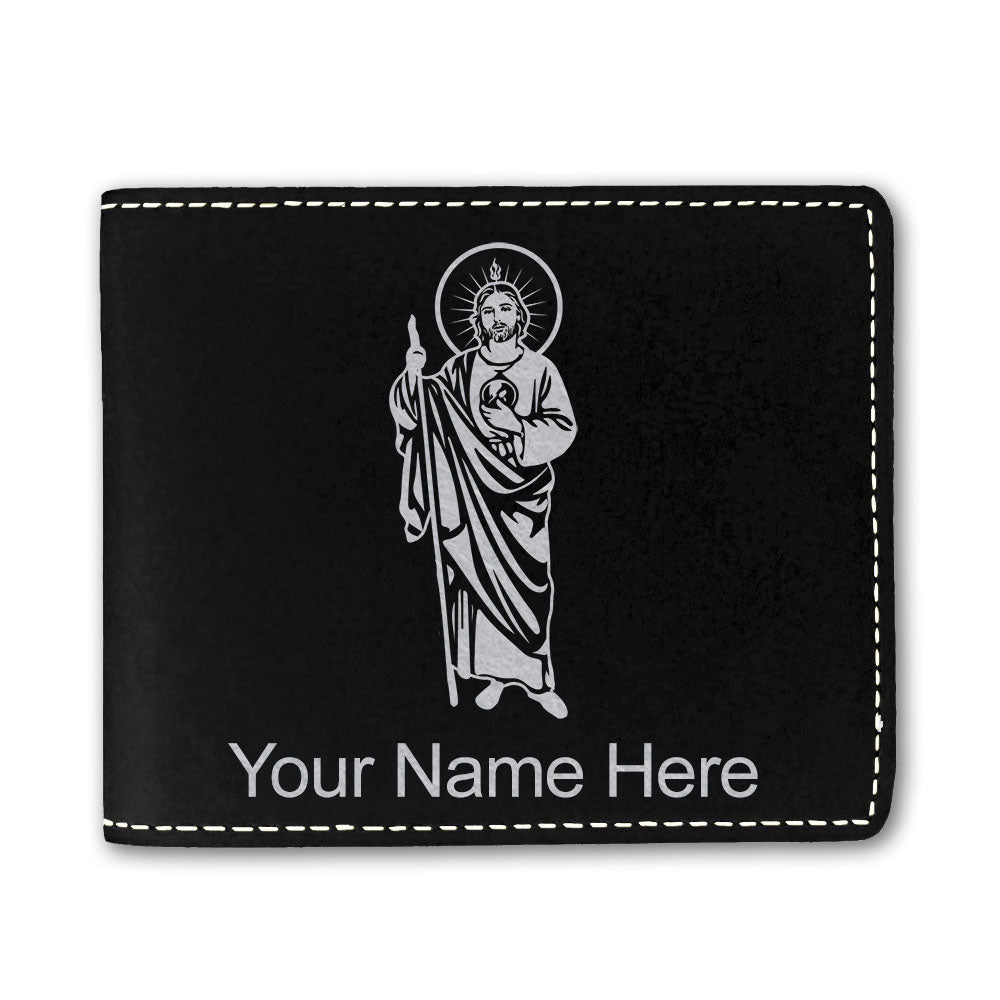 Faux Leather Bi-Fold Wallet, Saint Jude, Personalized Engraving Included