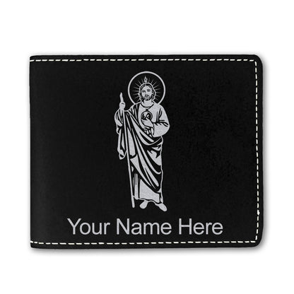 Faux Leather Bi-Fold Wallet, Saint Jude, Personalized Engraving Included