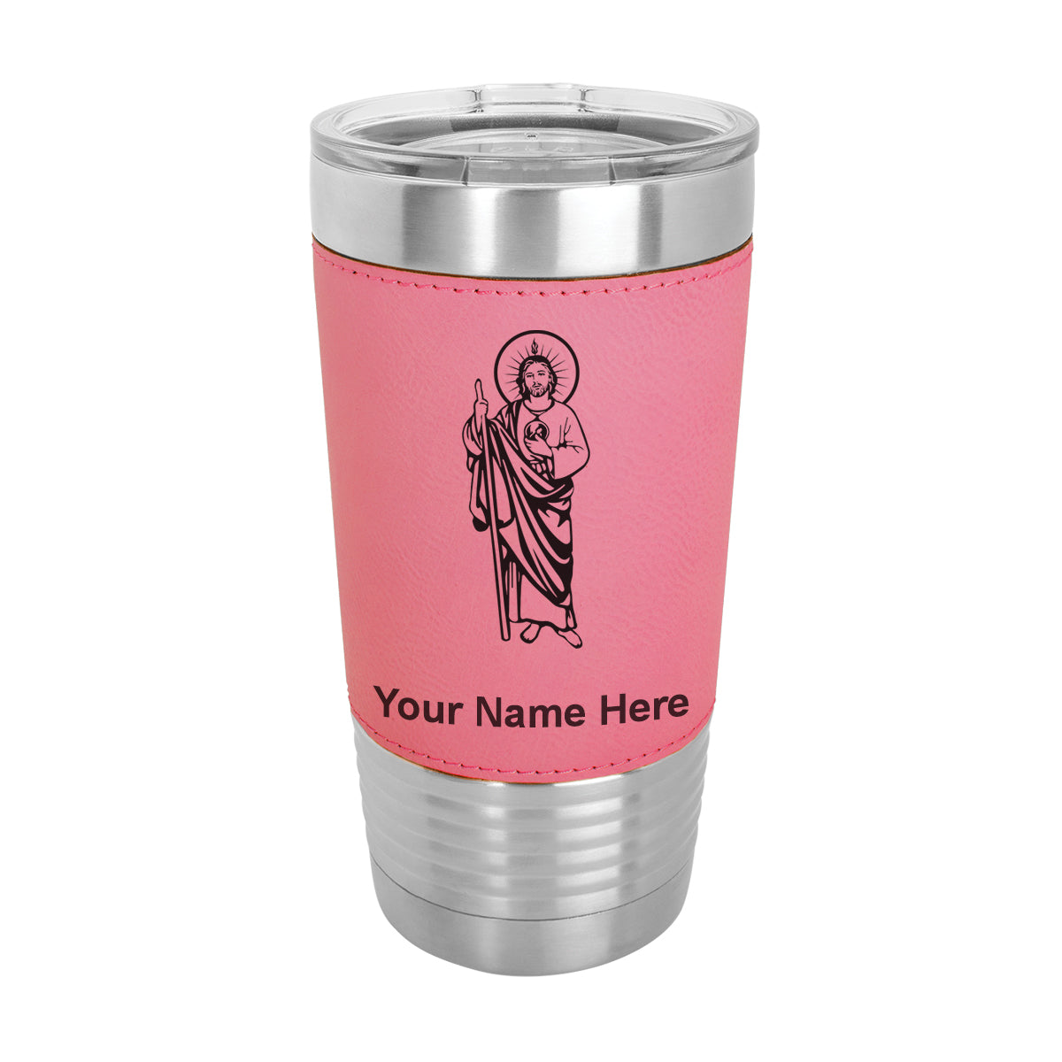 20oz Faux Leather Tumbler Mug, Saint Jude, Personalized Engraving Included - LaserGram Custom Engraved Gifts
