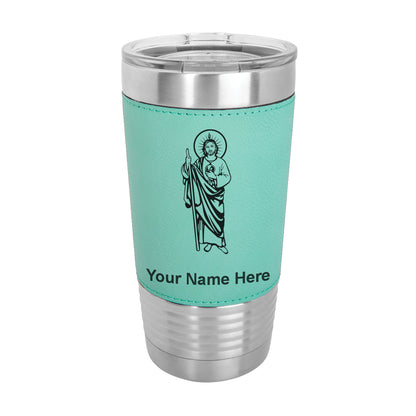 20oz Faux Leather Tumbler Mug, Saint Jude, Personalized Engraving Included - LaserGram Custom Engraved Gifts