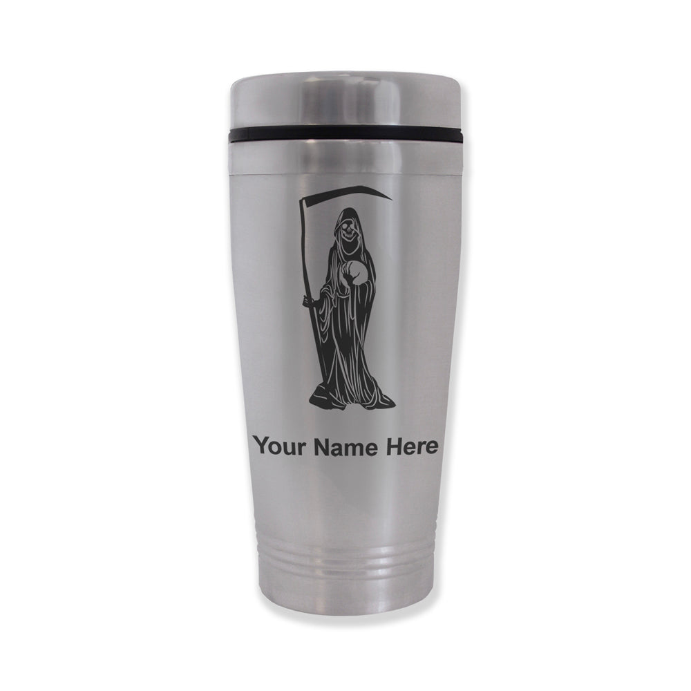 Commuter Travel Mug, Santa Muerte, Personalized Engraving Included