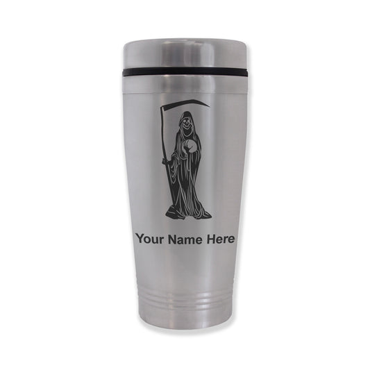 Commuter Travel Mug, Santa Muerte, Personalized Engraving Included