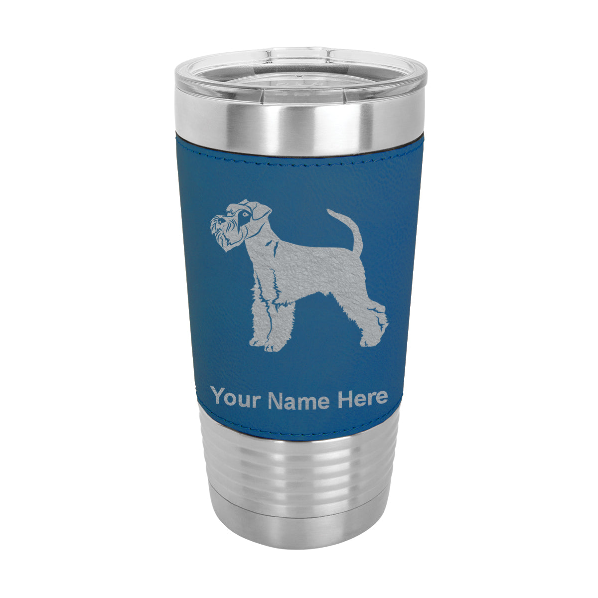 20oz Faux Leather Tumbler Mug, Schnauzer Dog, Personalized Engraving Included - LaserGram Custom Engraved Gifts