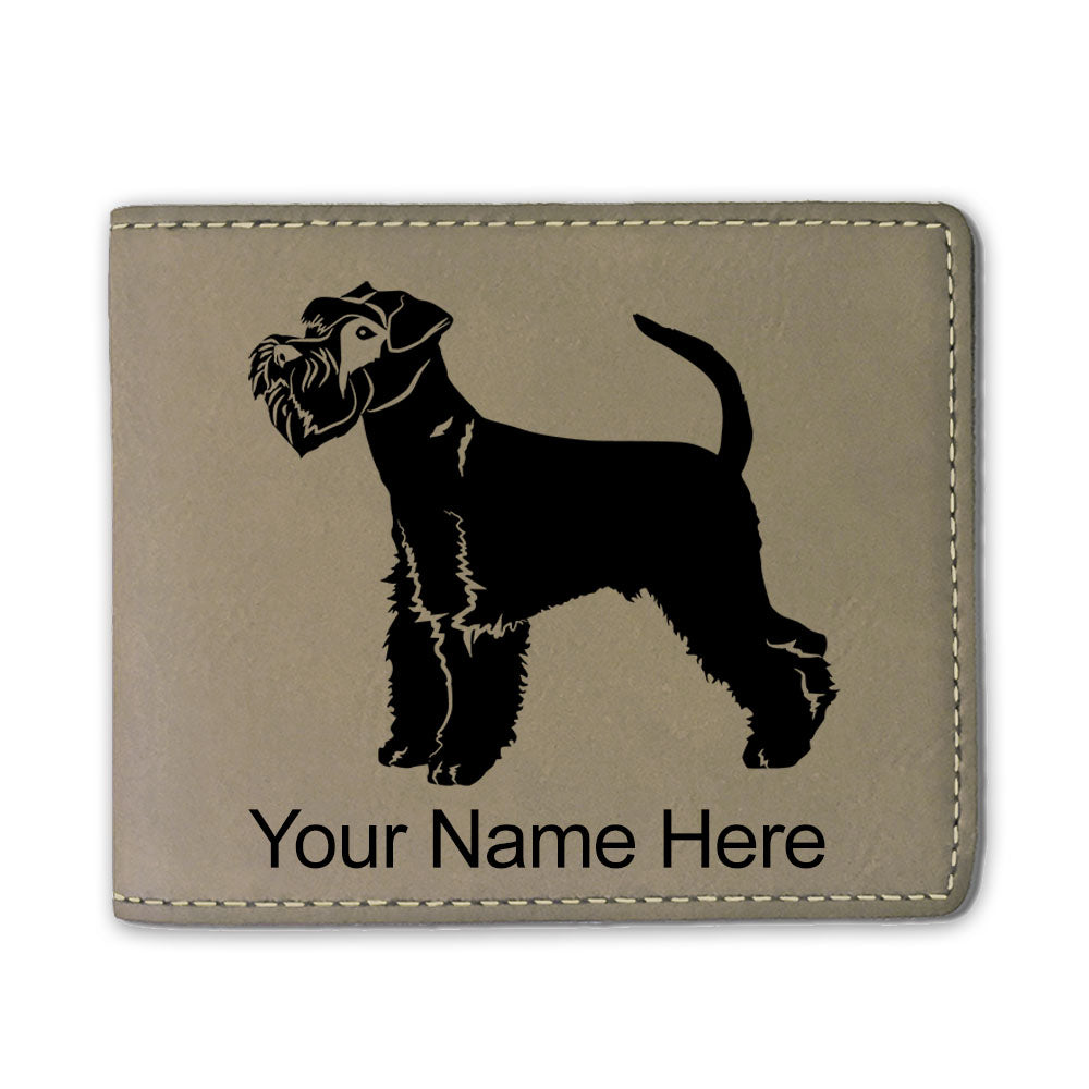 Faux Leather Bi-Fold Wallet, Schnauzer Dog, Personalized Engraving Included