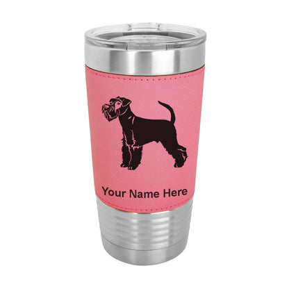 20oz Faux Leather Tumbler Mug, Schnauzer Dog, Personalized Engraving Included - LaserGram Custom Engraved Gifts