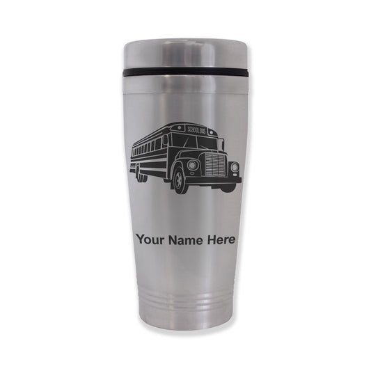 Commuter Travel Mug, School Bus, Personalized Engraving Included
