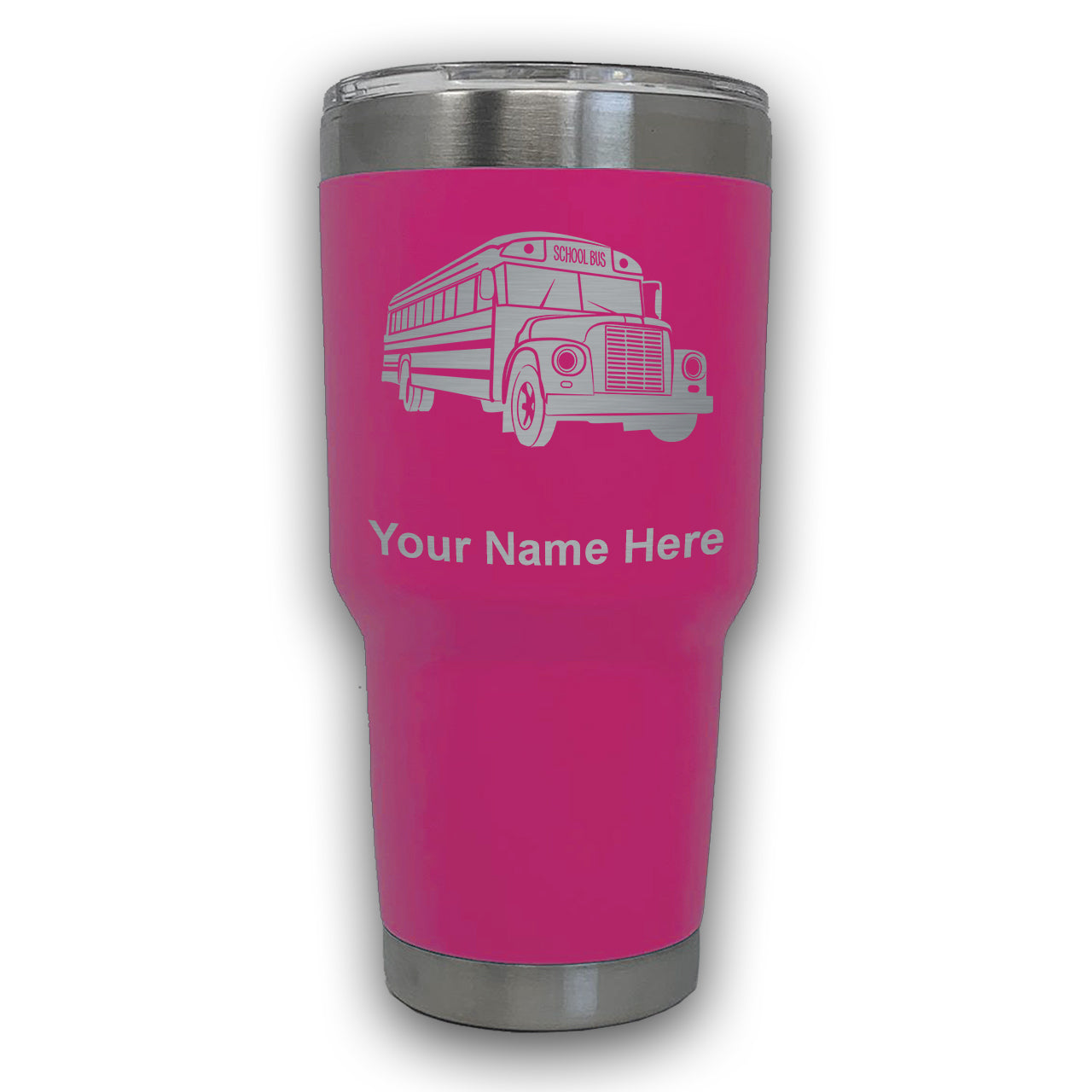 LaserGram 30oz Tumbler Mug, School Bus, Personalized Engraving Included