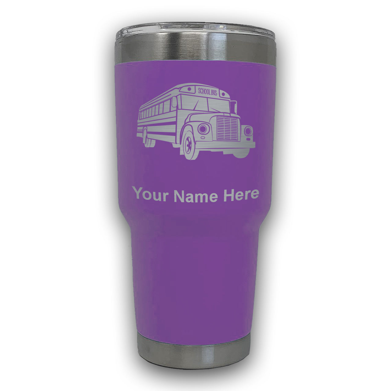 LaserGram 30oz Tumbler Mug, School Bus, Personalized Engraving Included