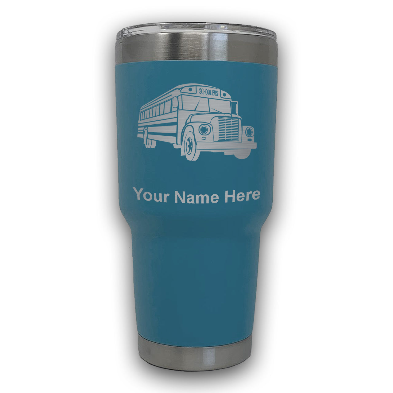 LaserGram 30oz Tumbler Mug, School Bus, Personalized Engraving Included