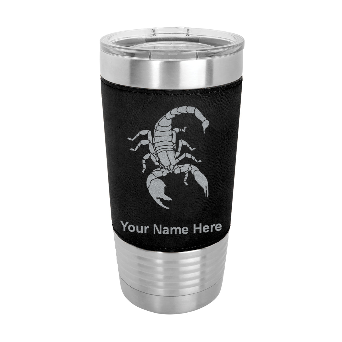 20oz Faux Leather Tumbler Mug, Scorpion, Personalized Engraving Included - LaserGram Custom Engraved Gifts