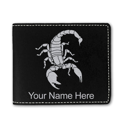 Faux Leather Bi-Fold Wallet, Scorpion, Personalized Engraving Included