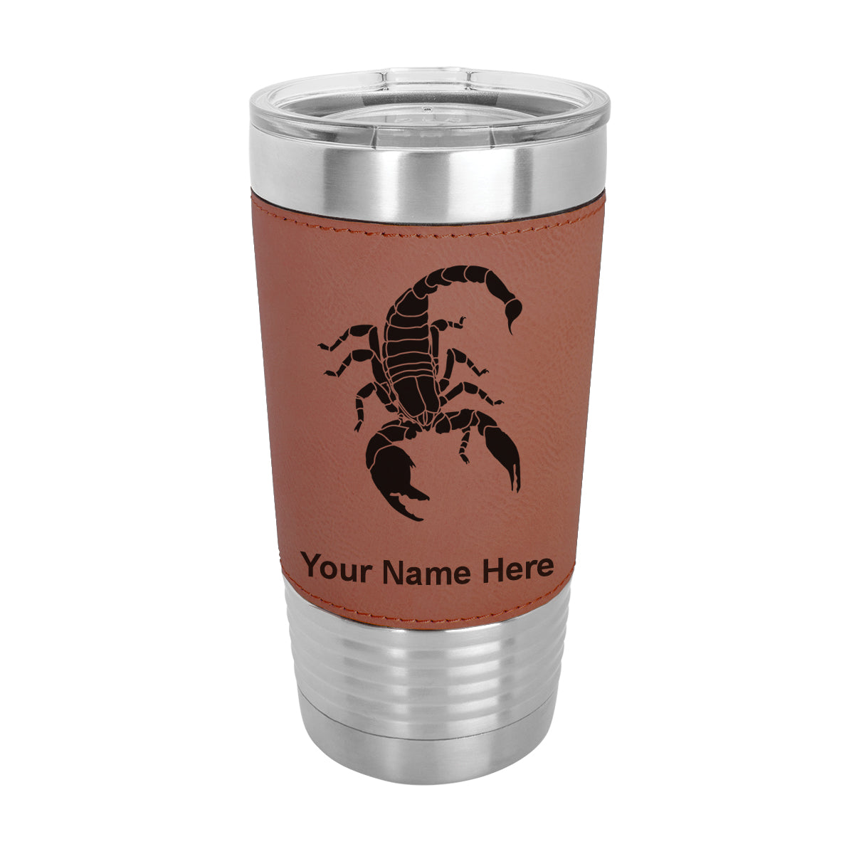 20oz Faux Leather Tumbler Mug, Scorpion, Personalized Engraving Included - LaserGram Custom Engraved Gifts