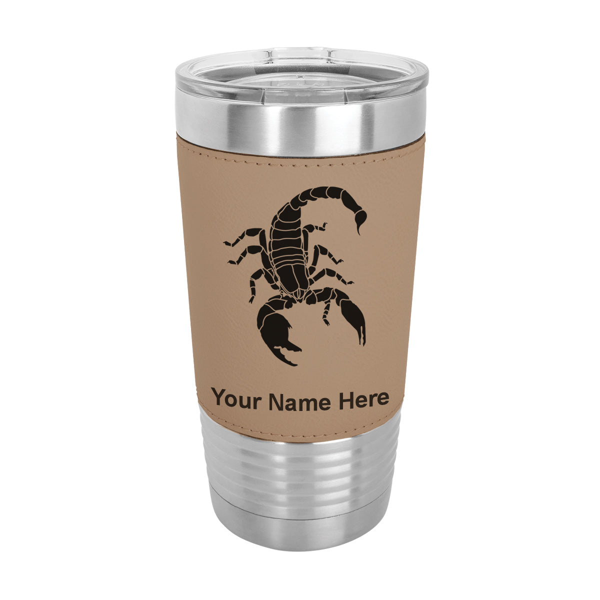 20oz Faux Leather Tumbler Mug, Scorpion, Personalized Engraving Included - LaserGram Custom Engraved Gifts