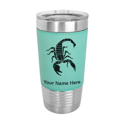 20oz Faux Leather Tumbler Mug, Scorpion, Personalized Engraving Included - LaserGram Custom Engraved Gifts