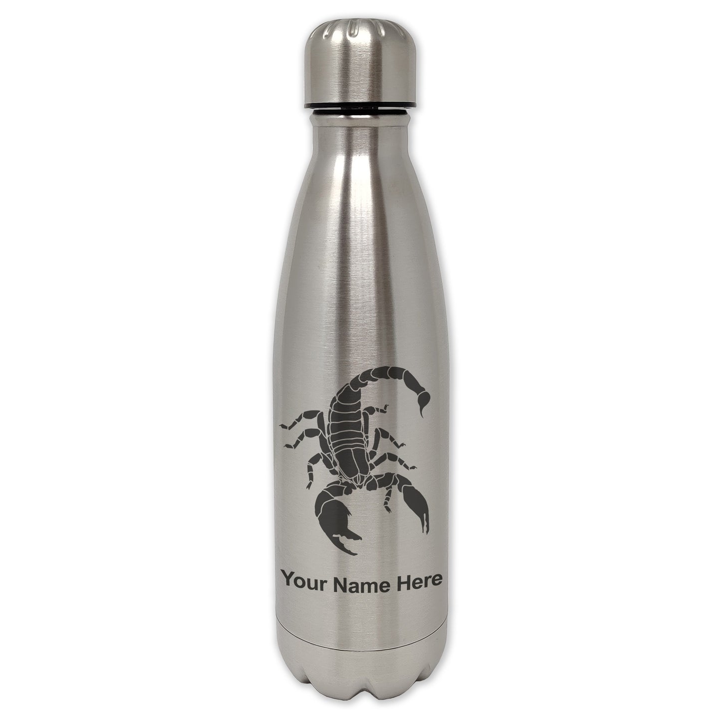 LaserGram Single Wall Water Bottle, Scorpion, Personalized Engraving Included