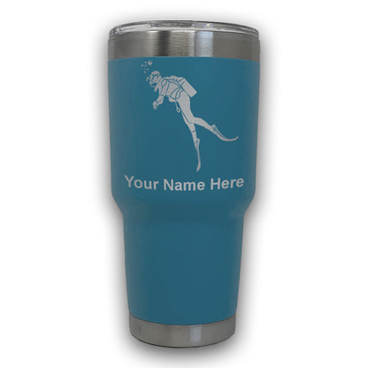 LaserGram 30oz Tumbler Mug, Scuba Diver, Personalized Engraving Included