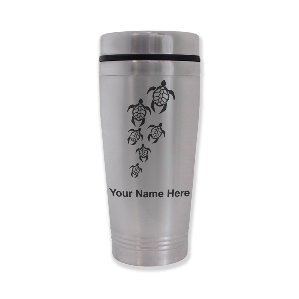 Commuter Travel Mug, Sea Turtle Family, Personalized Engraving Included