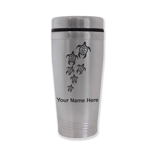 Commuter Travel Mug, Sea Turtle Family, Personalized Engraving Included