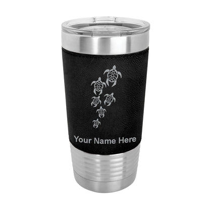 20oz Faux Leather Tumbler Mug, Sea Turtle Family, Personalized Engraving Included - LaserGram Custom Engraved Gifts