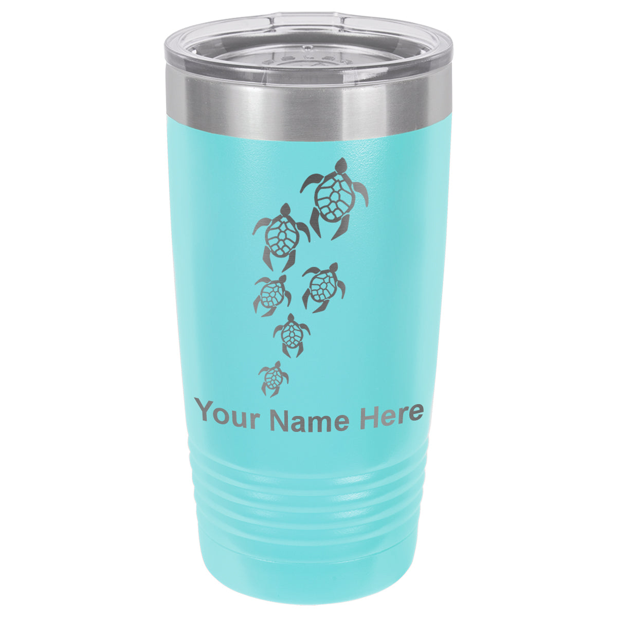 20oz Vacuum Insulated Tumbler Mug, Sea Turtle Family, Personalized Engraving Included