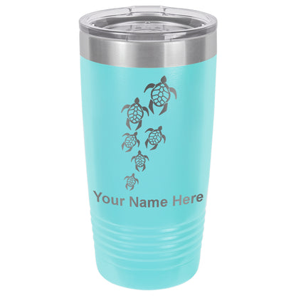 20oz Vacuum Insulated Tumbler Mug, Sea Turtle Family, Personalized Engraving Included