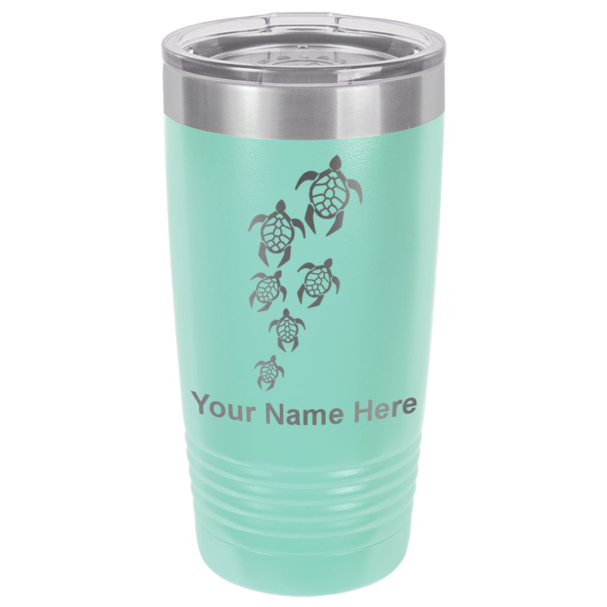 20oz Vacuum Insulated Tumbler Mug, Sea Turtle Family, Personalized Engraving Included