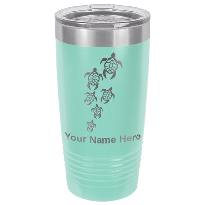 20oz Vacuum Insulated Tumbler Mug, Sea Turtle Family, Personalized Engraving Included