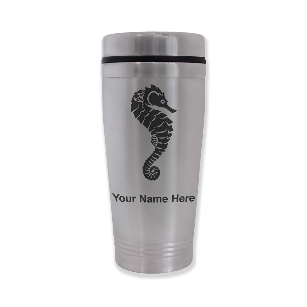 Commuter Travel Mug, Seahorse, Personalized Engraving Included