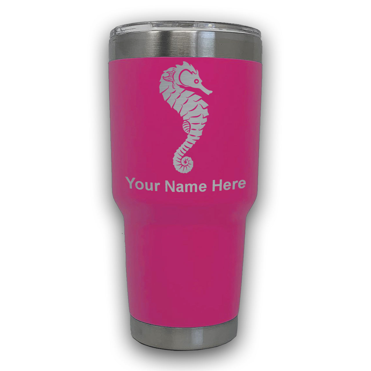 LaserGram 30oz Tumbler Mug, Seahorse, Personalized Engraving Included