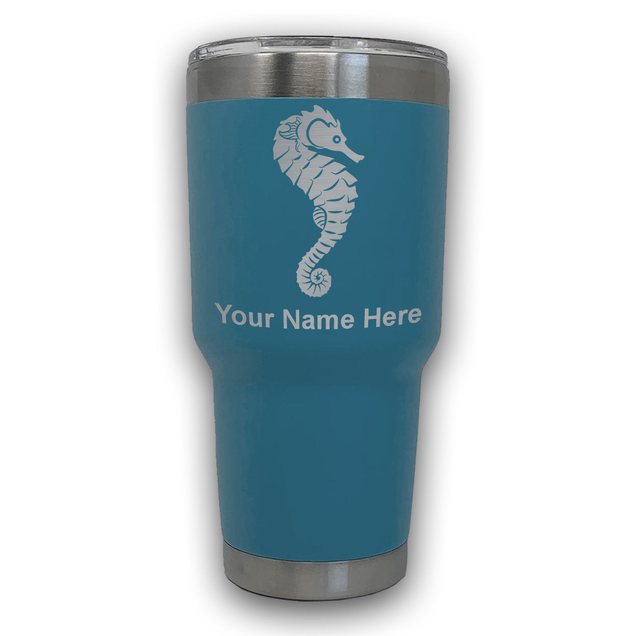 LaserGram 30oz Tumbler Mug, Seahorse, Personalized Engraving Included