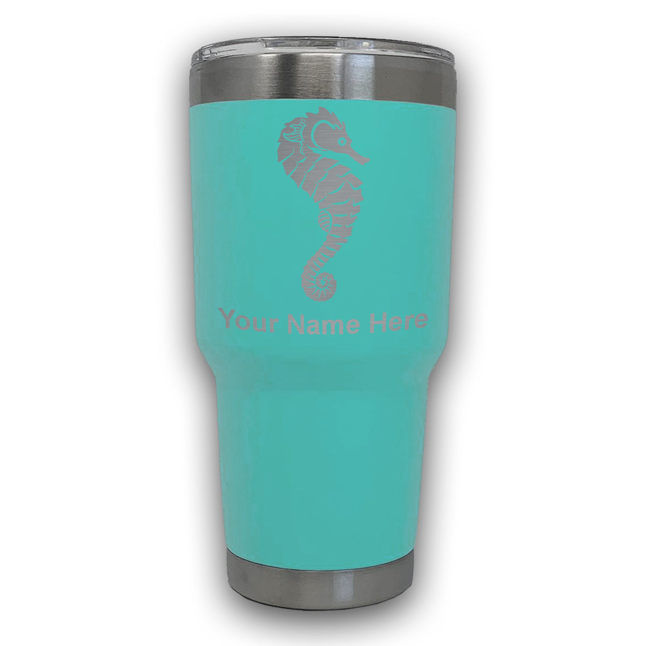 LaserGram 30oz Tumbler Mug, Seahorse, Personalized Engraving Included