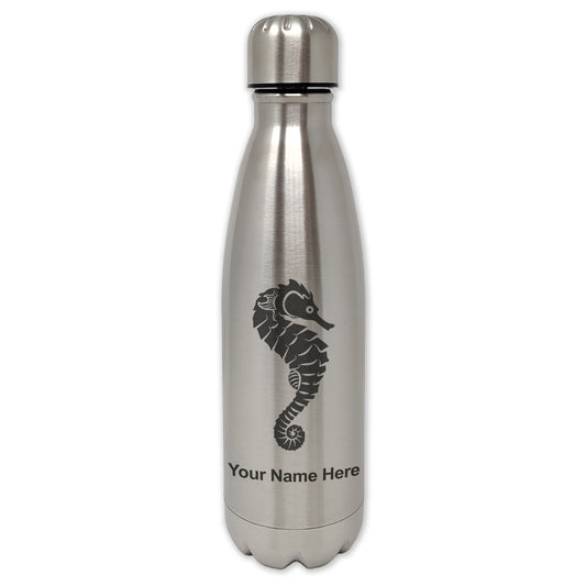 LaserGram Single Wall Water Bottle, Seahorse, Personalized Engraving Included