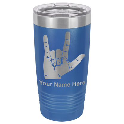 20oz Vacuum Insulated Tumbler Mug, Sign Language I Love You, Personalized Engraving Included